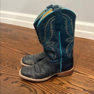 Macie Bean Youth Black and Teal Western Boots